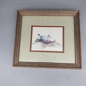 Vintage Framed Art Watercolor Sea Bird Coastal Artist Signed Matte 9x10"